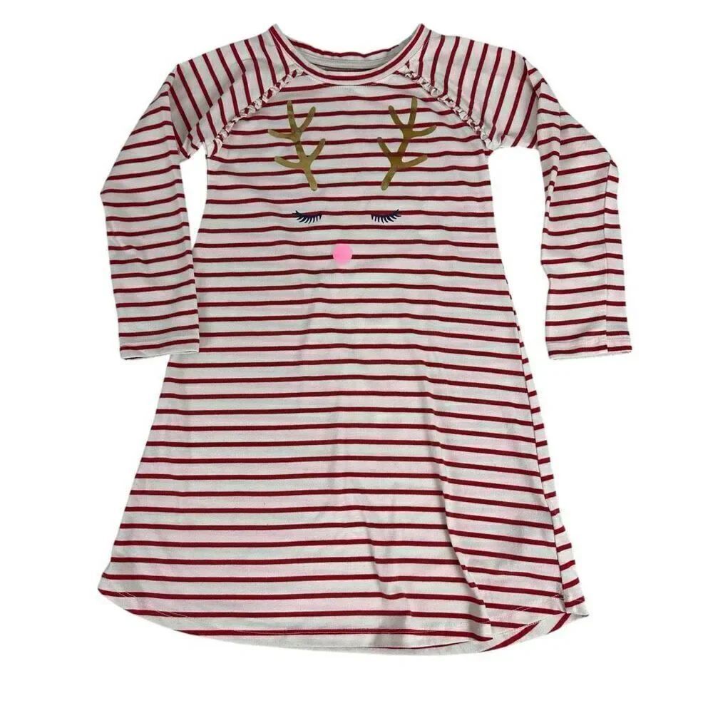Baby Gap Reindeer Striped Nightgown size 5